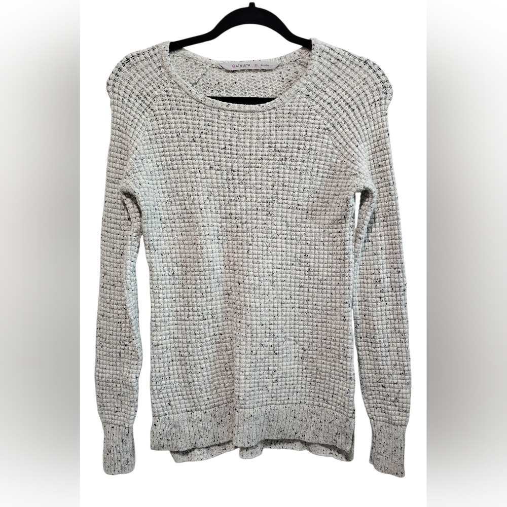 Athleta Women's Gray Waffle Lightweight Knit Sweater Size XS 90% Cashmere